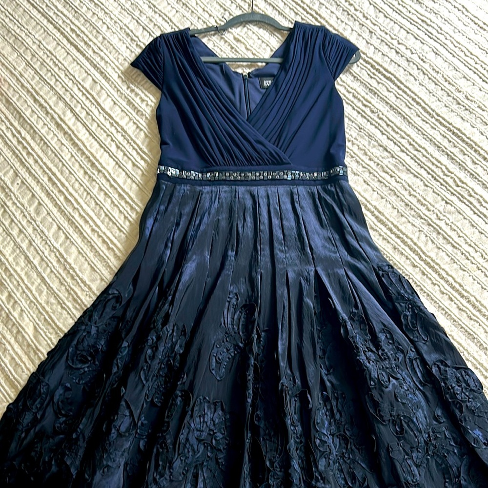 Navy silk evening dress